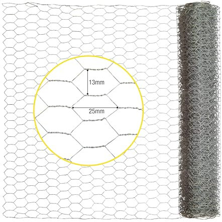 horizont Maschendrahtzaun 5m lang 40cm hoch, verzinkt - Maschenweite 13x25 mm - Sechseckgeflecht, Drahtgitter feinmaschig, Hasendraht, Hühnerzaun, Drahtzaun, Kaninchendraht, Hasengitter, Kükendraht