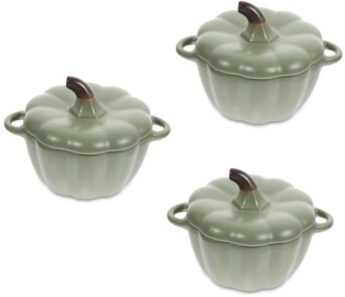Cabilock 3 Piezas Tazones De Postre De Calabaza Sopera De Porcelana Tazón De Huevo De Calabaza Tazón De Huevo Vapor Tazón De Postre De Calabaza Plato De Dulces De Calabaza Cerámica Green