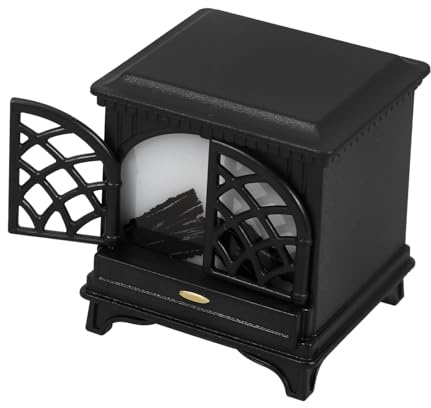 TOYANDONA Kamin im Puppenhaus LED-Kamin Puppenhaus Kami Mini-Modell Dollhouse Szene LED Modell Miniatur Miniaturmöbel Mini-Haus Puppenmöbel Plastik Black