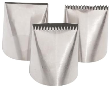 FSSTUD 3 Pcs Stainless Steel Piping Tips Ribbon Icing Tips Large Piping Nozzles Big Frosting Tips Cupcake Pastry Tips Cake Decorating Tools for Cupcakes Cookies