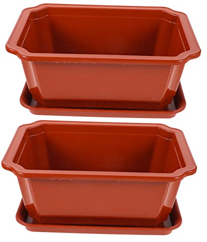 ROMISBABA 2st Blumentopf Dekorative Blumentöpfe Dekorativer Pflanzer Rechteckige Töpfe Für Pflanzen Zimmerbonsai Pflanzentopf Für Drinnen Praktische Bonsaischale Büro-bonsaischale Plastik