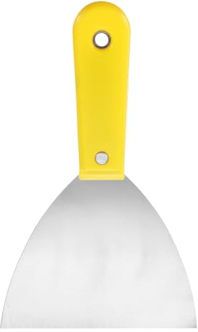 QUARKZMAN Spatule à Enduire en Acier au Carbone 5 Poignée en Plastique pour Étaler l'Enduit de Finition pour le Mur, le Papier Peint, le Raclage de la Peinture, Jaune