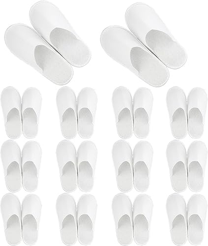 REBECASKYENS 14 par engångstofflor, vita hotelltofflor, universell storlek, badtofflor, gästtofflor, set för hotell, spa, hem, kvinnor, män, Vit, 27 EU