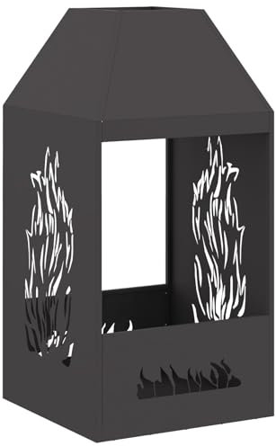 vidaXL Braciere Nero 50 x 50 x 100 cm Acciaio Corten
