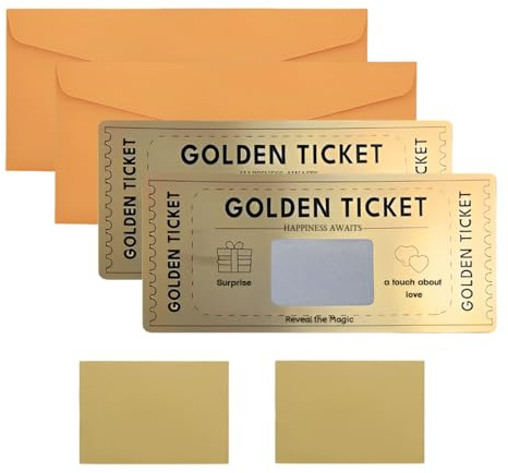 2 Stück Geschenkkarte zum selber ausfüllen mit Rubbellos - Goldenes Ticket mit Rubbelkarte - Geburtstagsgeschenk für Frauen, Geschenke für Frauen, Geschenk Freundin Geburtstag, Geschenk für Mama