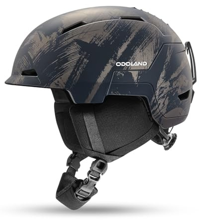 Odoland Casque de Ski pour Homme Femme, Casque de Snowboard avec Réglage Ajustable pour Adulte Adolescent, Certifié Sécurité, Compatible avec Les Lunettes de Ski, pour Ski, Snowboard