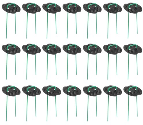 GARIOUANS Piquets de Sol Galvanisés en U pour Jardinage Extérieur, 50 Piquets Verts 15x3 Cm 50 Joints Noirs, Fixation Pelouse et Toile Anti-Mauvaises Plantes, Accessoires Jardin Solide et Pratiques