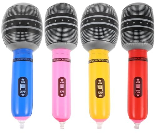 MUSISALY Lot de 4 Microphones Gonflables en PVC Multicolores Accessoires Amusants pour Soirée Musicale Jouets Légers pour Fête et Décoration Événementielle