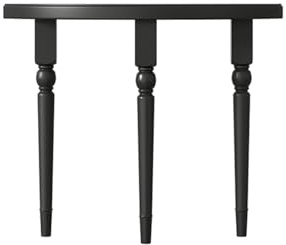 DIHRVTHC Consolle Mezzaluna in Legno Massello con Cassetto,Tavolo Consolle Semicircolare Salvaspazio per Ingresso e Corridoio, Mobile Decorativo per Soggiorno, Tavolo Dietro Divano(Black,31/80cm)