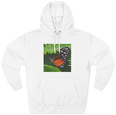 3dRose Tiger Longwing butterfly, Indianapolis, IN - US15 AJE0003 - Adam Jones Three-Panel Fleece Hoodie White/XS