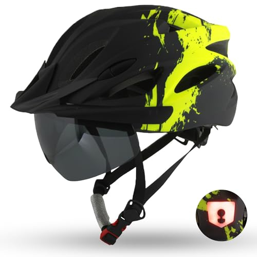 Urban Fahrradhelm mit Visier und LED-Rücklicht – City Helm für Damen & Herren – Ultraleicht (245g) & Sicher – Magnet-Sonnenbrille für Brillenträger geeignet – E-Bike & Trekking