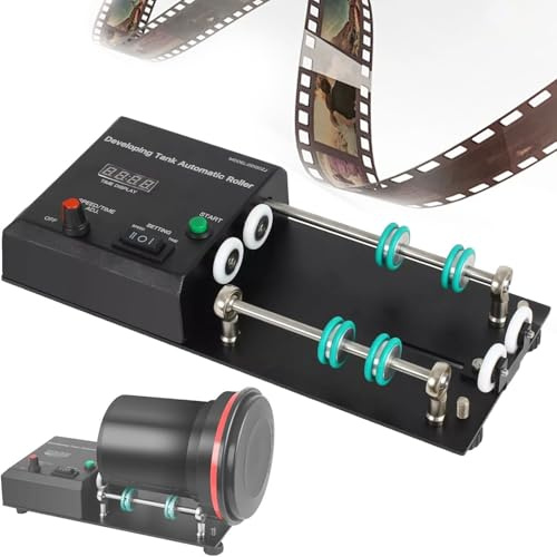 Procesadora de película de rodillos para cuarto oscuro, 4 programas preestablecidos, temporizador de 1 a 30 minutos, kit universal de revelado automático, soporte para tanque de revelado eléctrico