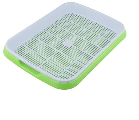 Bandeja multifunción de germinación de granos para jardinería en casa, bandeja apilable de plástico para vivero y para pasto de trigo, bandeja de cultivo de microverdes, verde, blanco y morado (verde)