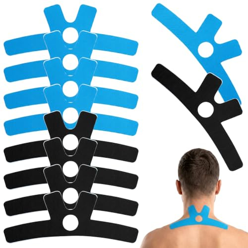 Cheynn 10 cintas de kinesiología para cuello y hombros, precortadas, cintas de kinesiología, resistentes al agua, cintas musculares, transpirables, respetuosas con la piel, bandas elásticas deportivas