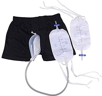 Urinflaska för män, Urinpåse for kvinnor/män 500 ML, Vuxna Man Kvinna Äldre Kisspåse Urinal med urinpåsar Bärbar for resor utomhusbruk, Kisshållare for, Återanvändbar(M)