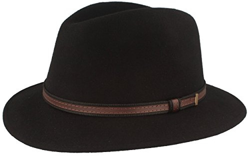 Breiter Outdoor Filz-Hut - Trekking Wollhut Aus 100% Wolle - Wasserabweisend & Faltbar - Mit Ledergarnitur - Für Herren & Damen