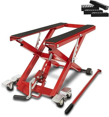 ConStands-Motorrad Hebebühne kompatibel mit Chopper/Custombike Classic Hydraulisch XL inkl. Distanzstücke kg Rot CB84880