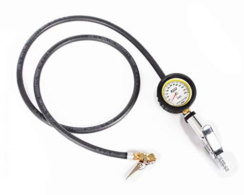 Joes Racing Products Reifenfüller und Messgerät, Pro Gauge, Quick Fill, Remote, 1,5 m, Luftschlauch, 0-60 psi, Analog, 2-1/2 Zoll Durchmesser, weißes Gesicht, 0,5 kg Schritte, je