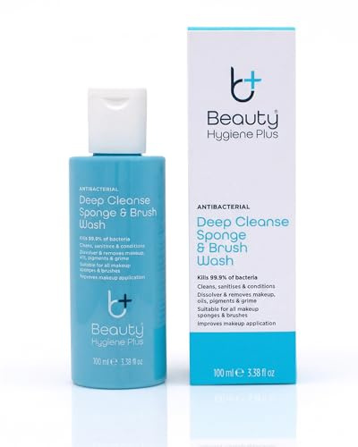 Antibacterial Makeup Brush Cleaner 100ml - Deep Cleanse Sponge & Brush Wash - Conditions & Lifts Makeup Oils - For Sponges, Natural & Synthetic Bristles, Powder Puffs by Beauty Hygiene Plus