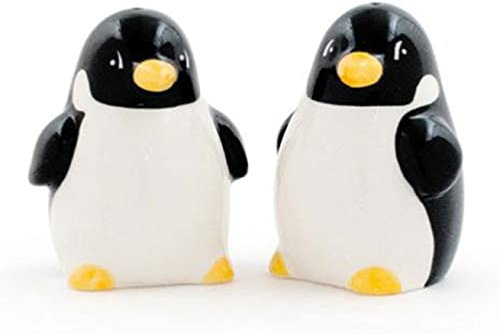 Chubby Penguin Pair of Salt & Pepper Shakers/Pots - Black and White - 7 cm
