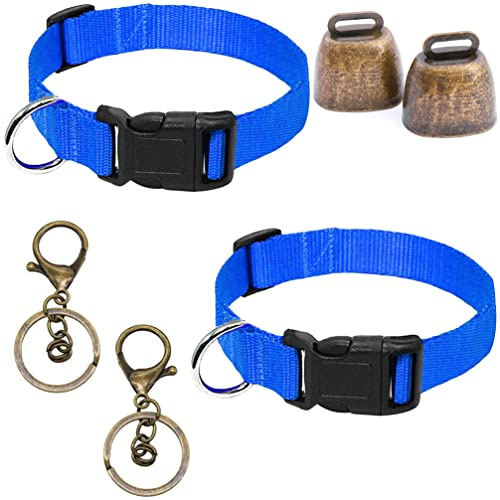 Houhounb Schafglocken und Nylonhalsband Set Kleines Messing Haustier Kupfer Glocken Kuh Pferd Schaf Anti-Lost Weideglocken Rinder Nutztier Bronze Glocke Haustier Anti-Diebstahl Zubehör Glocke,6 Stück