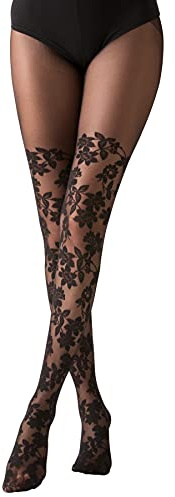 Gi&Gi collant donna 20-40 denari,collant donna particolari con pizzo.calze ritina da donna N.1084 (S/M)