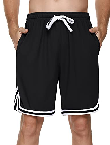 Litherday Pantaloncini Sportivi Uomo Estivi con Tasche Traspiranti e Comodi per Corsa Basket Palestra Allenamento Taglie Nero M