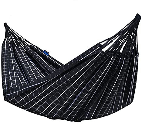 Potenza Outdoor Catargo Hängematte 220 x 160 cm, Belastbarkeit bis 220 kg I Boho Doppelhängematte XXL (Schwarz)