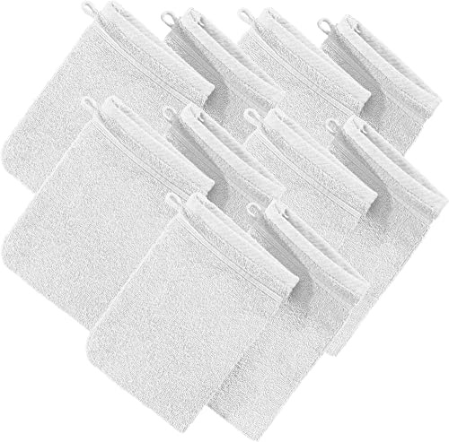 Erwin Müller Waschhandschuh, Waschlappen Heidelberg 10er- Pack, 100% Baumwolle weiß Größe 15x21 cm - weiche Qualität, saugstark und strapazierfähig - praktisch durch Schlaufe