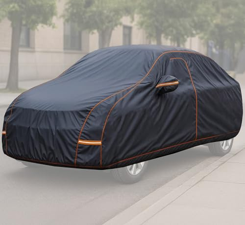 Auto Accessori Lupex - wasserdichte Autoabdeckung, wetterfest, Größe L für Limousinen bis zu 480 cm, aus PVC-Gewebe mit Reißverschluss und Baumwollfutter, für Outdoor und Indoor