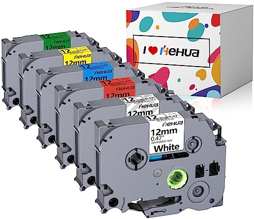6x Ersatz für Brother P Touch Bänder Tze 12mm x 8m Tz Tape 0.47 Schriftband