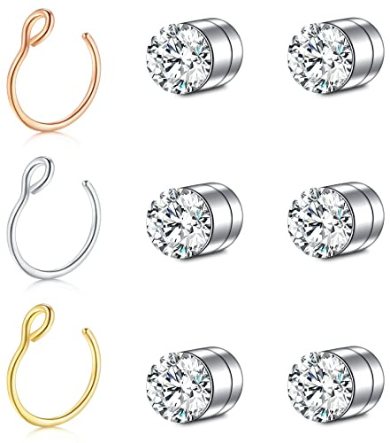 vcmart Fake Nasenring Faux Nasenpiercing Stecker Magnet Kein Piercing Nose Septum Nase Ring Magnetisch