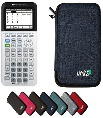 CALCUSO : TI-83 Premium CE Calculatrice graphique, avec étui de protection WYNGS bleu