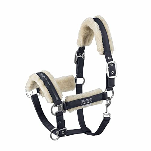 Eskadron Platinum Halfter DOUBLEPIN FAUXFUR, Stallhalfter Farbe Navy, Größe Pony2