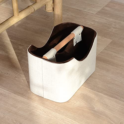 wohnfreuden 30 cm Stoff Zeitungshalter Holz Zeitschriftenständer Zeitungsständer Zeitschriftenhalter modern braun Aufbewahrung Dekoration