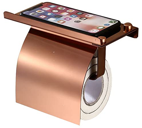 Portarrollos de papel higiénico, almacenamiento de baño, soporte de rollo de papel higiénico, de acero inoxidable, montado en la pared con espaciosos tornillos de estante para almacenamiento de cocina