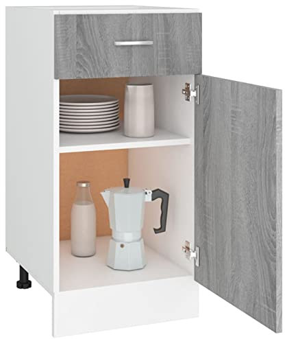 Tidyard Kitchen Cabinet Drawer Bottom Cabinet Kitchen Storage Cupboard Unit with a Drawer and a Door Grey Sonoma 40x46x81.5 cm Engineered Wood