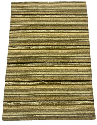 Alfombra Gabbeh Beige Compatible con Marrón Verde 100% Lana Loom Lori tejida a mano 125 x 180 cm S29