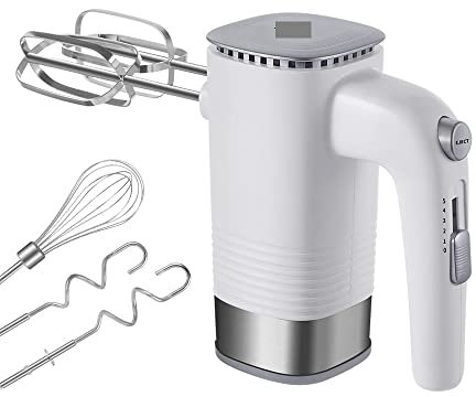Robot da Cucina Sbattitore Elettrico a 5 velocità da 500 W Frullatore Elettrico da Cucina Portatile con 2 fruste, 1 Frusta, 2 Ganci for impastare (Color : BM688, Size : EU)