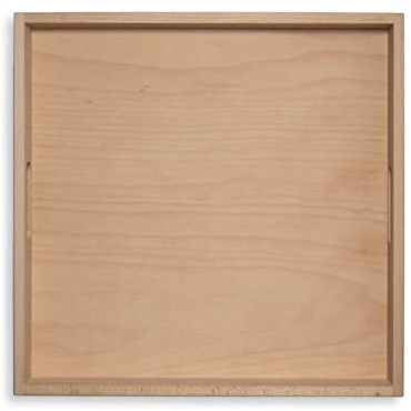 Weitz Holztablett 40x40cm aus Buchenholz, Serviertablett aus unbehandeltem Holz, Tablett mit Griffen