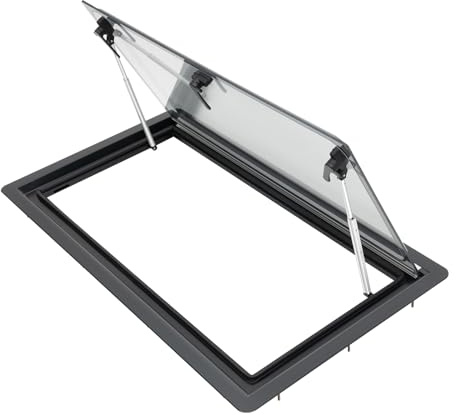 biniliubi Lanterneau Camper FenêTre Caravane LatéRale CharnièRe Camping Car Van Camper Battante PousséE Externe Rv Construction Solide éCran Anti Insectes Protection Uv Poteau Support Robuste
