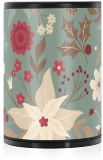 Aschenbecher mit Weihnachtsblumen, groß, mit Deckel, geruchsdicht, Edelstahl, tragbar, rauchfrei, Autozubehör, Aschenbecher für Autos, Getränkehalter, Reisen, Zuhause, Büro