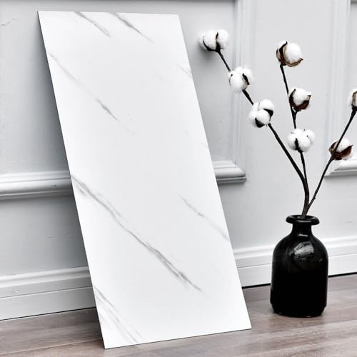 sanjianke-fs 10 Pack Tile Stickers Large Self Adhesive Wall Tiles Bathroom Waterproof,Stick on Marble for Walls Stick Kitchen Subway 60 * 30CM (White)