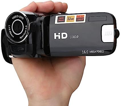 EIMSOAH Camcorder Full HD 270° Drehbar 16-Fach Hochauflösend Digitaler Video DV Kamera 2,4 Zoll LCD DV Camcorder mit Audio und Integriertem Lautsprecher