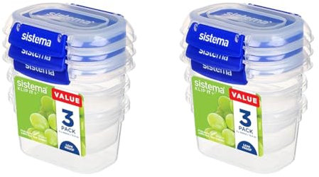 Sistema KLIP IT PLUS Food Storage Containers | 400 ml | 3 Piece Airtight Containers Set | Leak-Proof Seal | Easy Locking Clips | Recyclable with TerraCycle® | BPA-Free, Clear (Pack of 2)