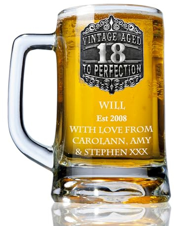 De Walden Men’s 18th Birthday Engraved Pewter Vintage Beer Glass Tankard | Personalised, Eighteenth Birthday Gift Idea, Gifts For A Man, Brother, Uncle, Son, Nephew