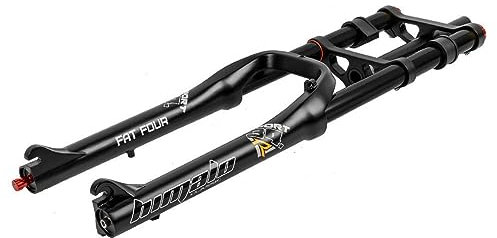 ITETONE 26 Inch Bike Suspension Fork 4.0'' Tire Fat Fork Straight Double Shoulder Downhill MTB Air Fork Travel 160mm Rebound Adjustable Manual Lock (Color : Black)