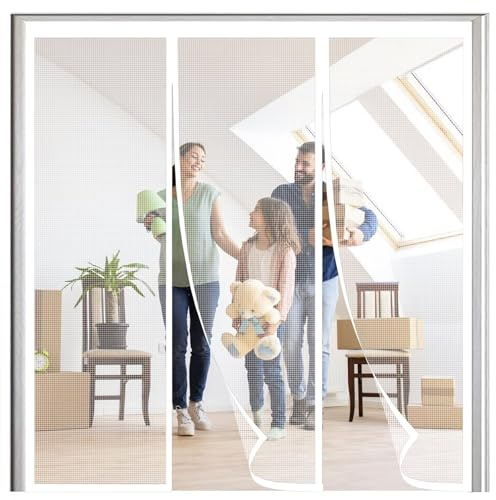 Magnetic Fly Screen for Doors Caravan 185x240cm Anti-Mosquito Window Curtain Top-to-Bottom Seal Automatically Keep Bugs/Flys/Mosquitoes Out White