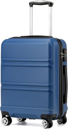 Kono Carry on Suitcase Hand Small Cabin Luggage Hard Shell Lightweight Travel Trolley Luggage Suitcase with TSA Lock and Sturdy 4 Spinner Wheels,(Navy, Cabin 20)