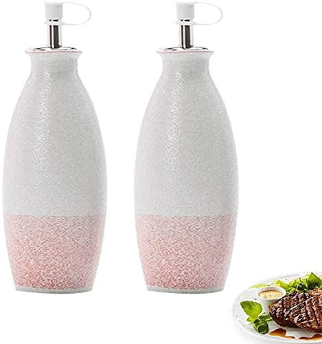 KJHTRED Pots à Huile et à vinaigre, Huilier et Vinaigrier, Ensemble de distributeurs d'huile et de vinaigre, Huile Anti-Fuite en céramique, Porcelaine Traditionnelle/Rose
